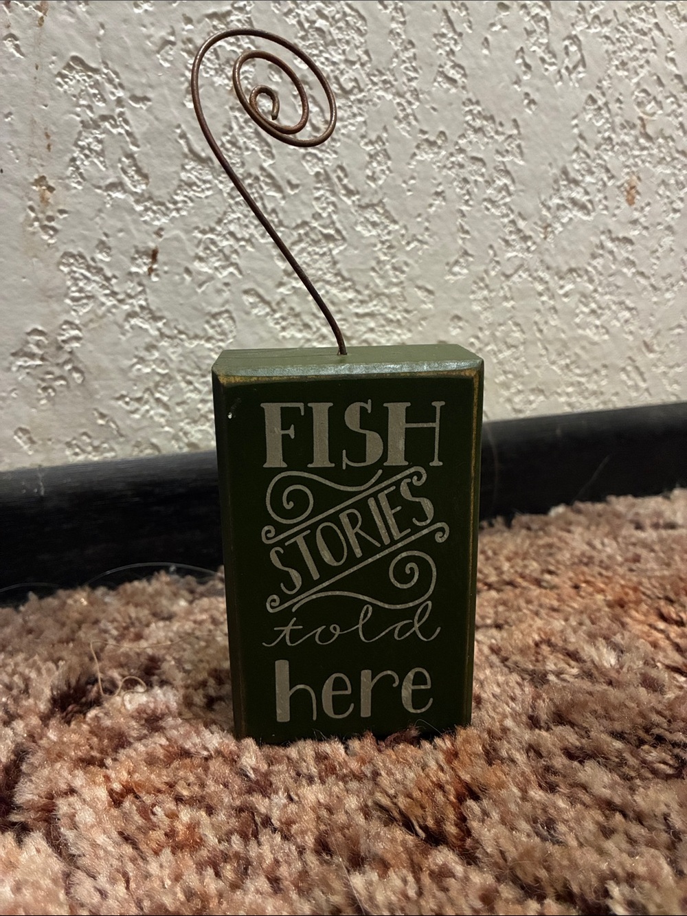 Wooden rustic fishing picture block